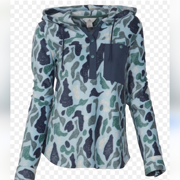 ASCEND Half snap Long sleeve fleece hoodie. shattered Camo. Size XS NWT - Picture 1 of 11